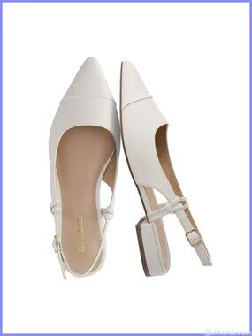 Vegan Leather Slingback Pump Pointed Toe Memory Foam 1 Inch Heel